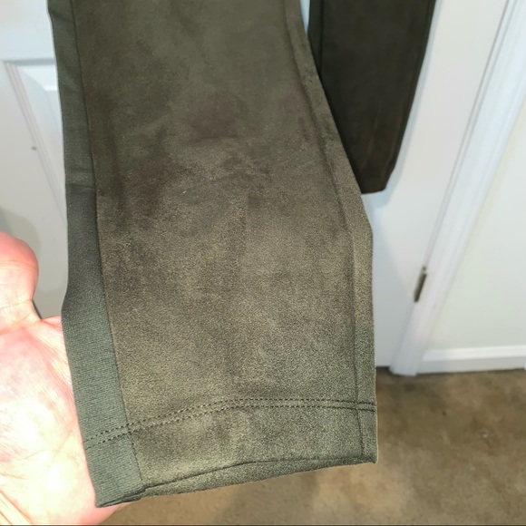 Loft Olive Green Faux Suede Leggings Large - Picture 7 of 10